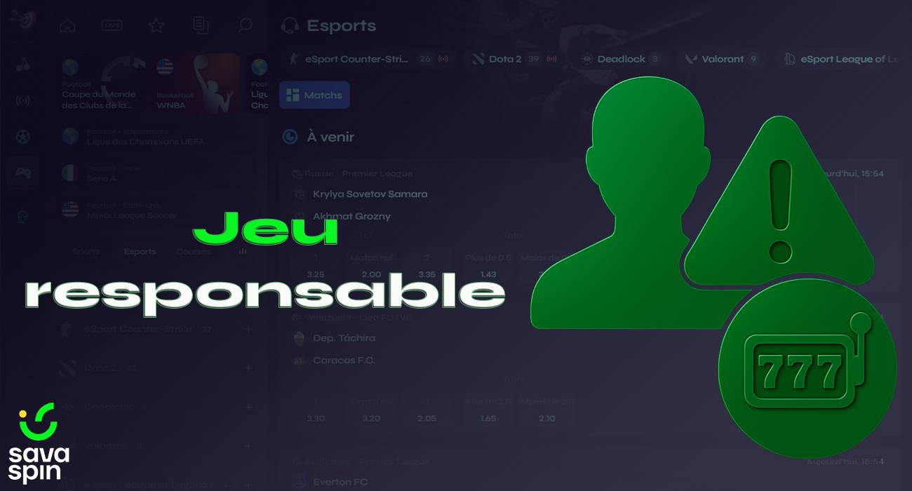 Lorsque vous jouez au SavaSpin Casino, n’oubliez pas la responsabilité.